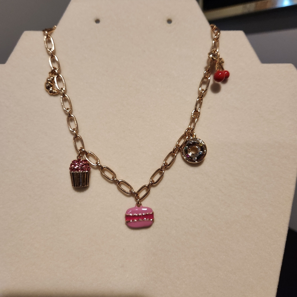 Gold Bakery Inspired Bag Chain With Dessert Charms